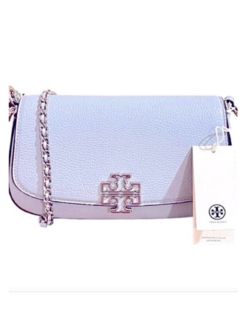 🆕 -Tory Burch BrittenConvertible Crossbody Blue Mist. Beautiful